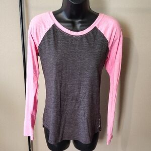 Reebok Pink and Gray Long Sleeve Women's Tee